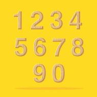 Vector Numbers with wooden texture set on yellow background