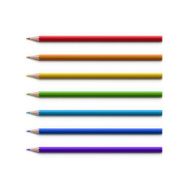 Vector Set of Multicolored Pencils Isolated on White Background