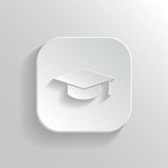 Graduation cap icon - vector white app button