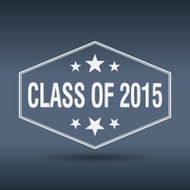 class of 2015 hexagonal white vintage retro style label