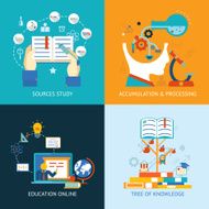 Vector of learning and education style icons