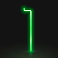 3d green neon light number 1