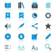 E-book reader flat with reflection icons
