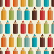 Seamless pattern with colored pencils in retro style