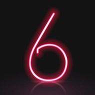 3d red neon light number 6