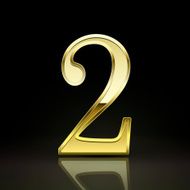 3d elegant golden number 2