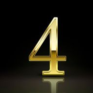 3d elegant golden number 4