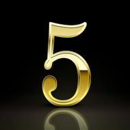 3d elegant golden number 5