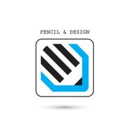 Creative pencil icon abstract logo design vector template