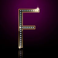 3d elegant diamond letter F