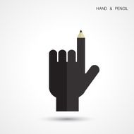 Creative pencil and hand icon abstract logo design vector template