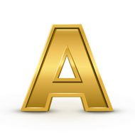 3d bright golden letter A