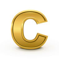 3d bright golden letter C