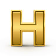 3d bright golden letter H