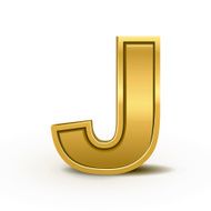 3d bright golden letter J