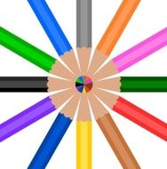 Colorful Wooden Pencil in circle