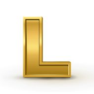 3d bright golden letter L