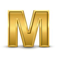 3d bright golden letter M