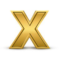 3d bright golden letter X