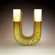 3d golden sequins letter U