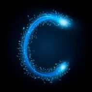 3d blue sparkler firework letter C