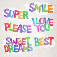 Vector watercolor phrases and words