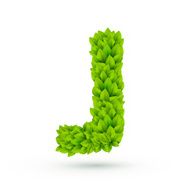 3d green leaves alphabet J