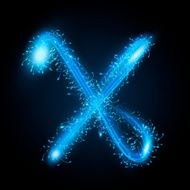 3d blue sparkler firework letter X