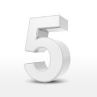 3d white number 5