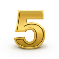 3d bright golden number 5