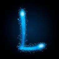 3d blue sparkler firework letter L