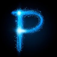 3d blue sparkler firework letter P