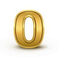 3d bright golden number 0