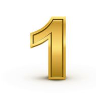 3d bright golden number 1
