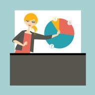 Business woman lector teaching and training people Flat vector illustration