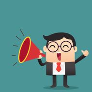 Businessman annoucing with megaphone