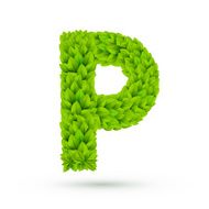 3d green leaves alphabet P