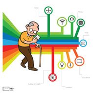 Smartphone addicted old man