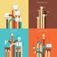 Set of flat design concept icons for education N2