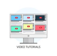 Flat vector illustration Video tutorials