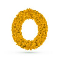 3d yellow leaves alphabet O