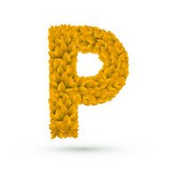 3d yellow leaves alphabet P