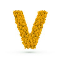 3d yellow leaves alphabet V