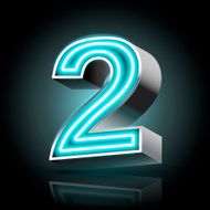 3d blue neon light number 2