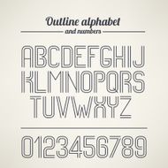 Vector outlined alphabet and numbers