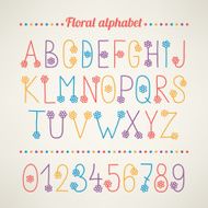 Colorful floral alphabet and numbers