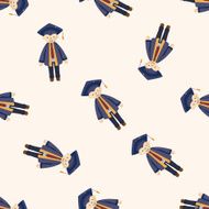 graduate student cartoon seamless pattern background N9