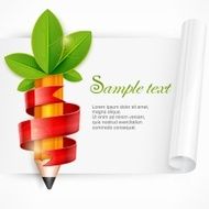 Pencil with leaves and ribbon