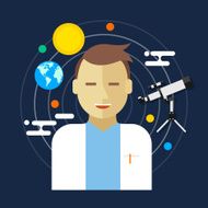 astronomer space science man vector illustration