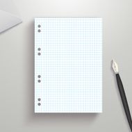 Exercise book squared sheet on table